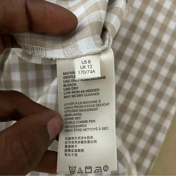 Urban Outfitters Ingrid High Waisted Pinup tan /white plaid Pants 8 - Picture 6 of 7